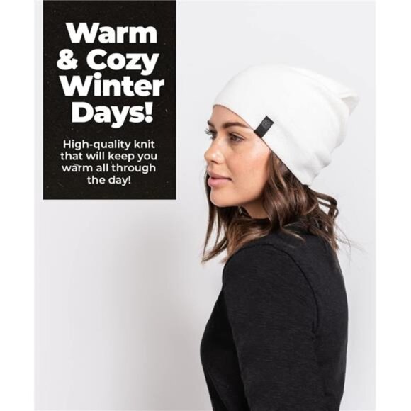 Slouchy Beanie Hat Womens Warm Cotton Soft Knit Winter Casual Daily Hat - Picture 6 of 8